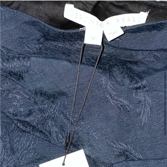 Veronica Beard Belinda Ink One-Shoulder Jacquard NWT Linen Top Size 12 - Picture 6 of 7